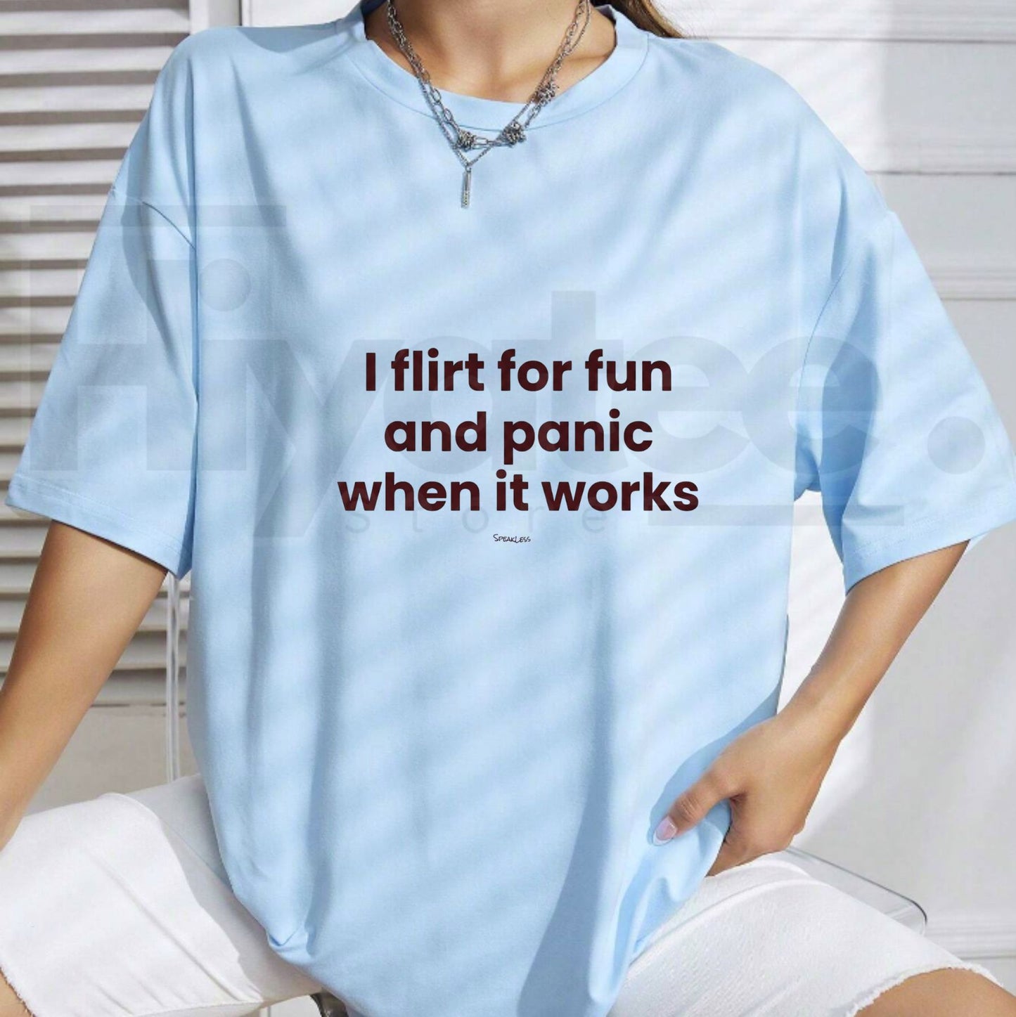 Funny "I Flirt For Fun And Panic When It Works" T-Shirt – Sarcastic Introvert Social Anxiety Novelty Quote Graphic Tee