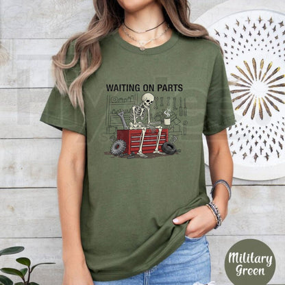 Wrench & Bones Garage Skeleton Tee – Funny Mechanic Humor Graphic Shirt