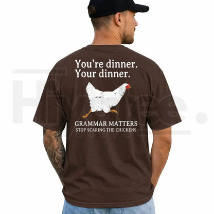 You're Dinner vs Your Dinner Funny Grammar T-Shirt – Men's Graphic Tee