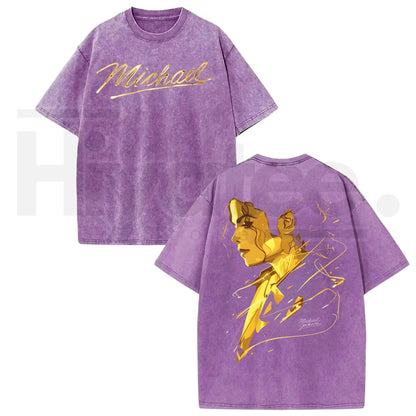 Michael Jackson "King of Pop" Vintage Washed T-Shirt – Double-Sided Retro Graphic Tee