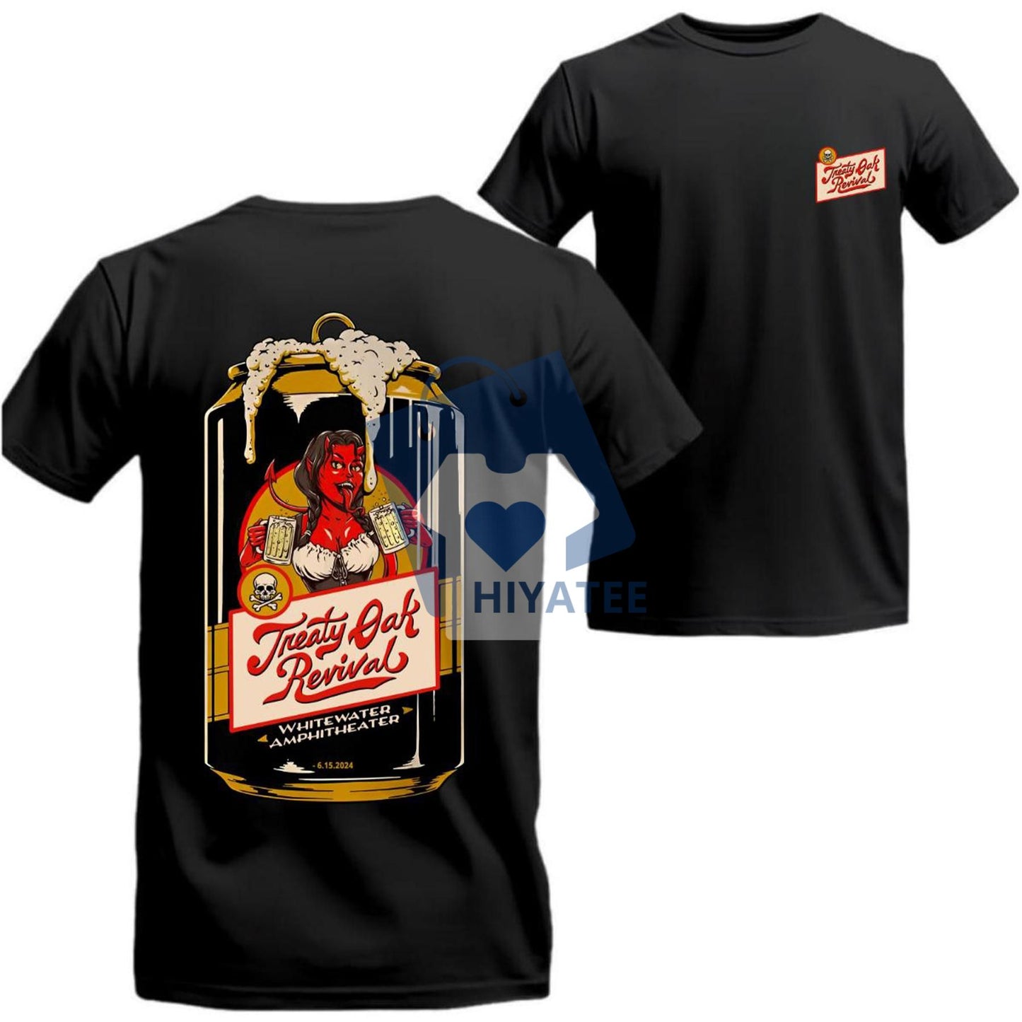 Treaty Oak Revival T-Shirt – Vintage Western Beer Can Graphic Tee, Country Music Concert Shirt for Men