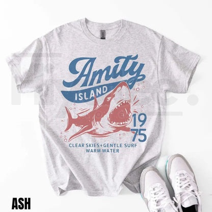 "Amity Island 1975" – Retro Movie Inspired Beach Graphic Top