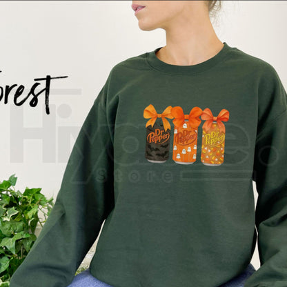 Dr Pepper Halloween Sweatshirt – Spooky Soda Graphic Crewneck, Soft Cozy Fall Unisex Pullover