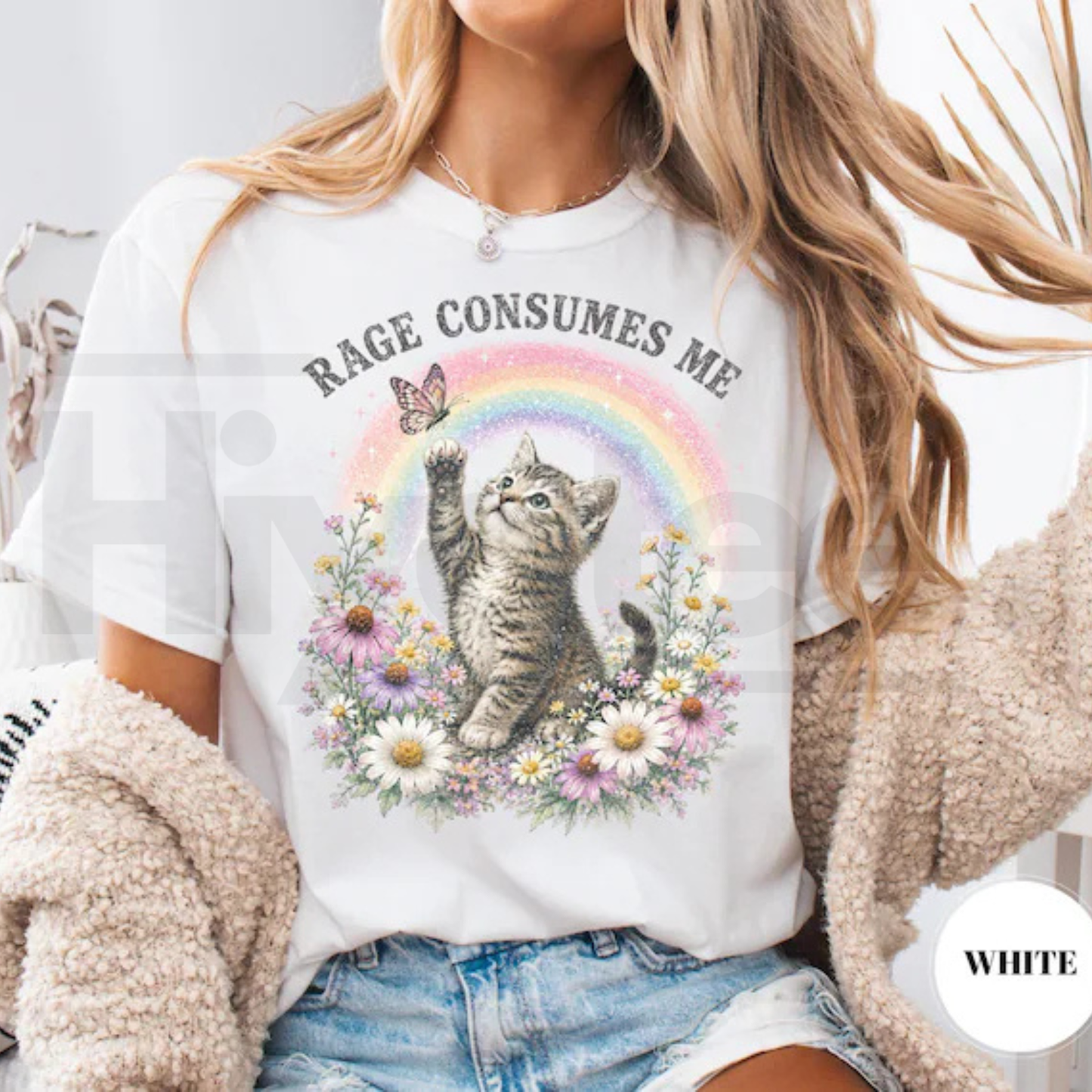 Vintage Rage Consumes Me T-Shirt Funny Cat Comfort Colors Tee Ironic Meme Top