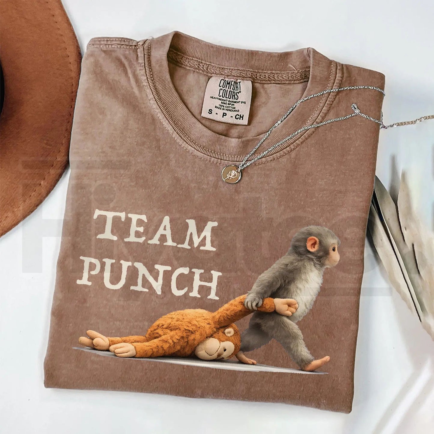 Team Punch Monkey Shirt – Funny Cute Animal Graphic Tee, Retro Comfort Colors® Vintage T-Shirt