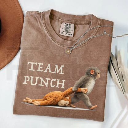 Team Punch Monkey Shirt – Funny Cute Animal Graphic Tee, Retro Comfort Colors® Vintage T-Shirt