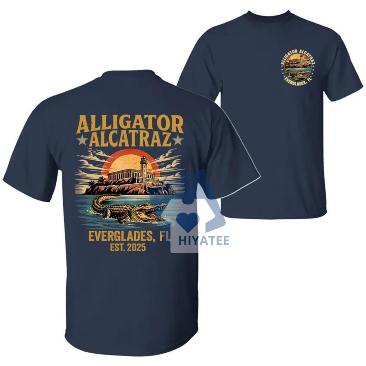 Retro Alligator Alcatraz T-Shirt – 2-Sided Funny Florida Gator Tee, Southern Dark Humor Graphic Shirt