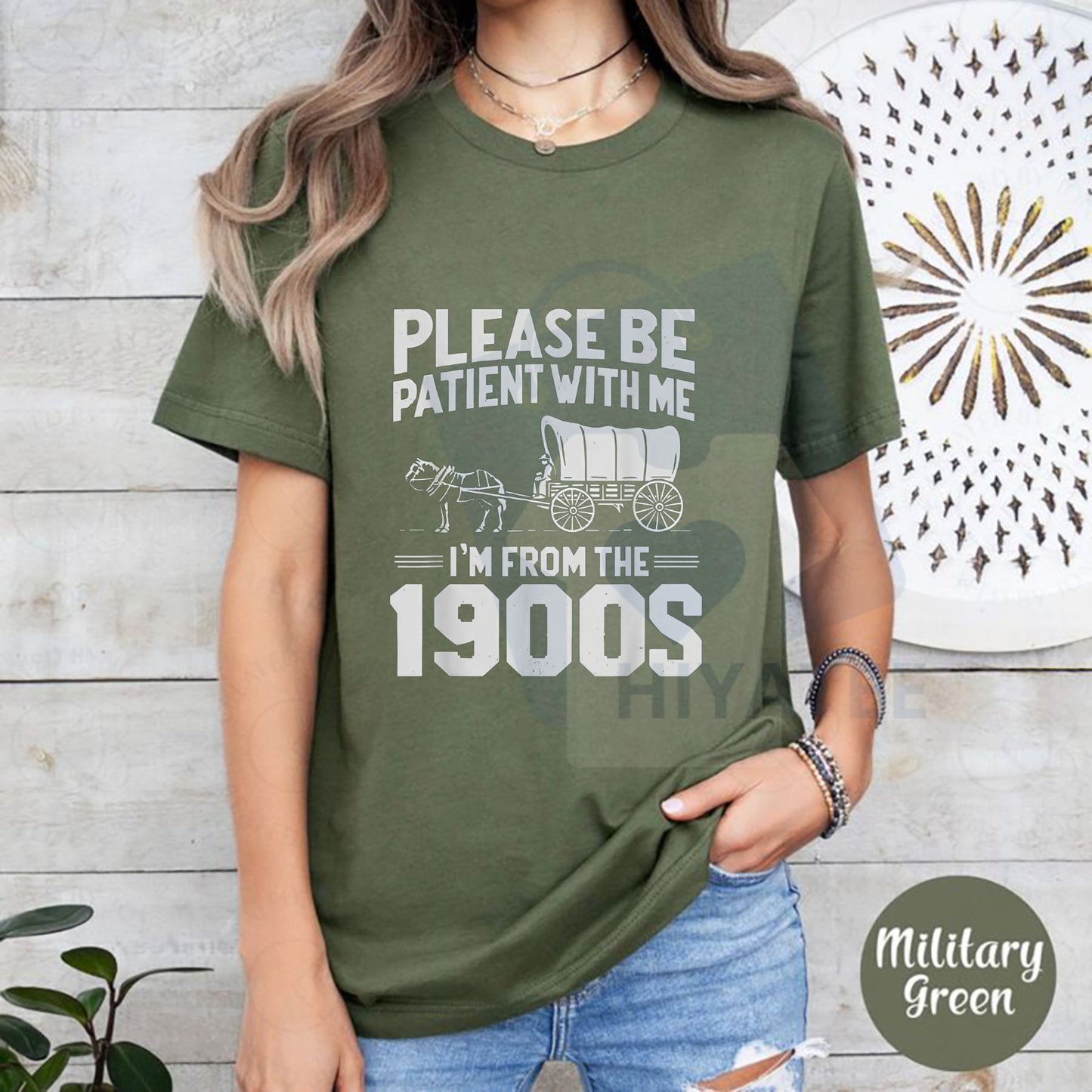 Cotton Please Be Patient I'm From the 1900s T-Shirt: Funny Over the Hill Gift, Vintage Humor Tee, Golf Gift for Men and Women