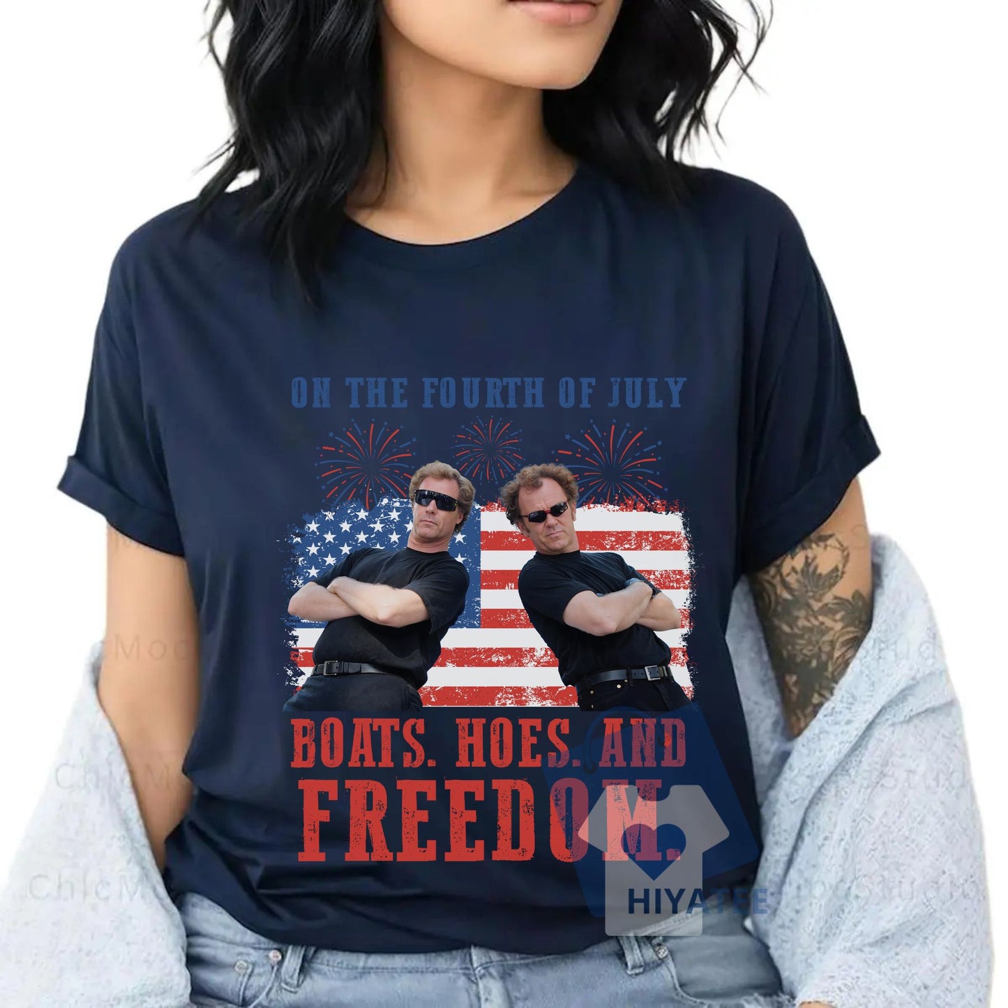 Boat. Hoes. And Freedom. – Funny Fourth of July Party Tee