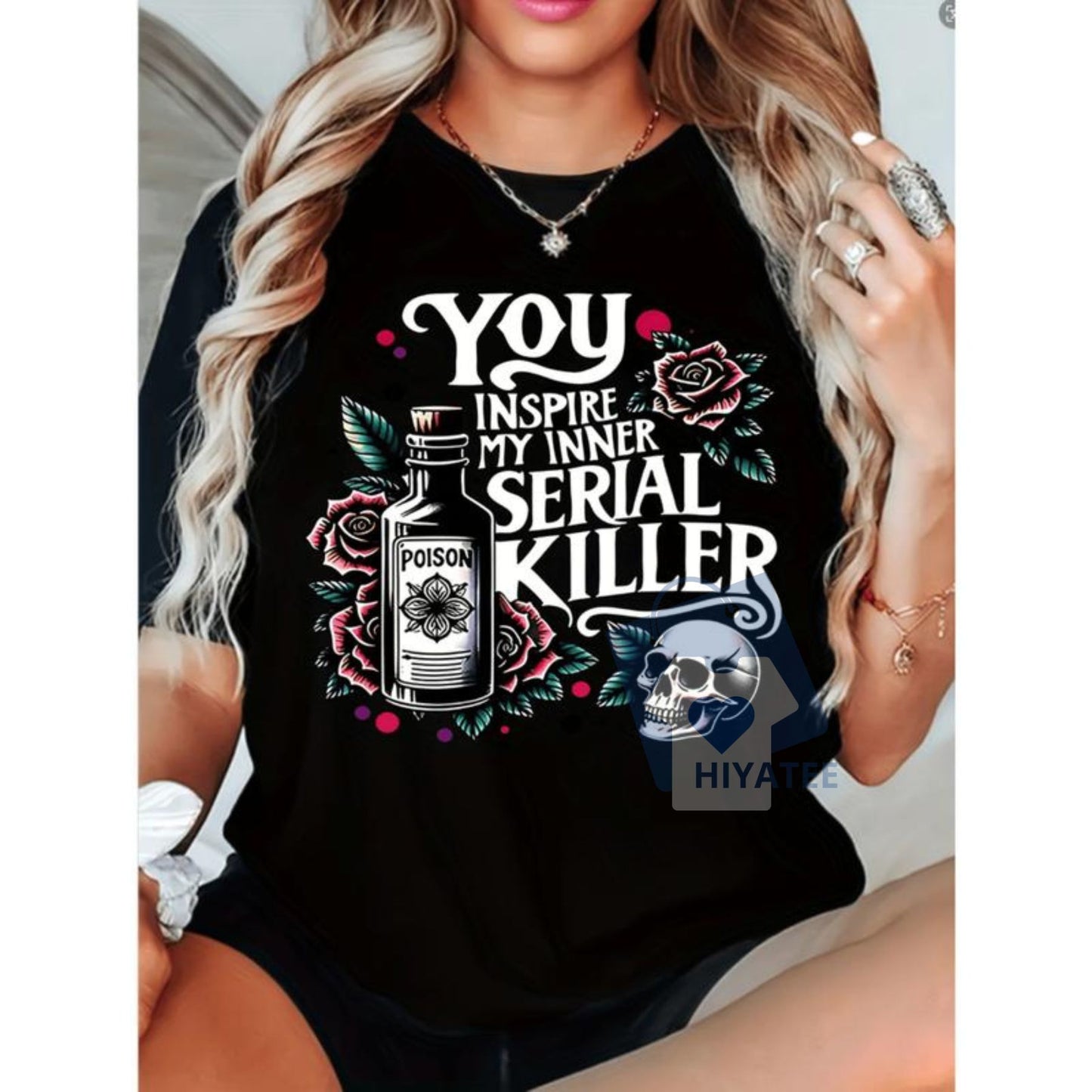 You, My Inner Killer T-Shirt – Edgy Skull & Roses Graphic Tee for Spring/Summer