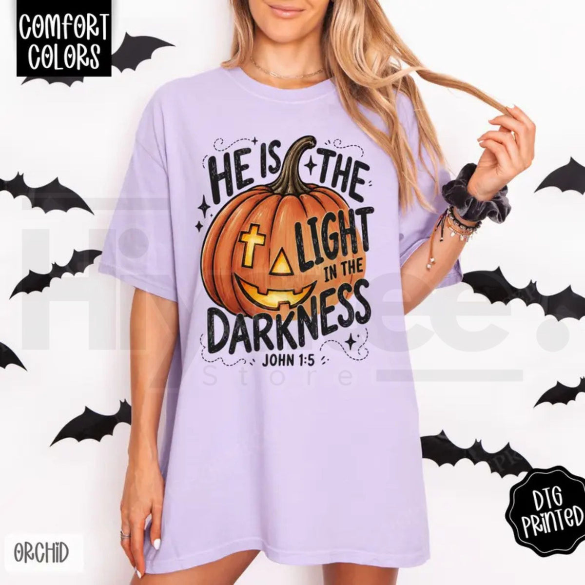 Comfort Colors He Is The Light Religious Fall Tee