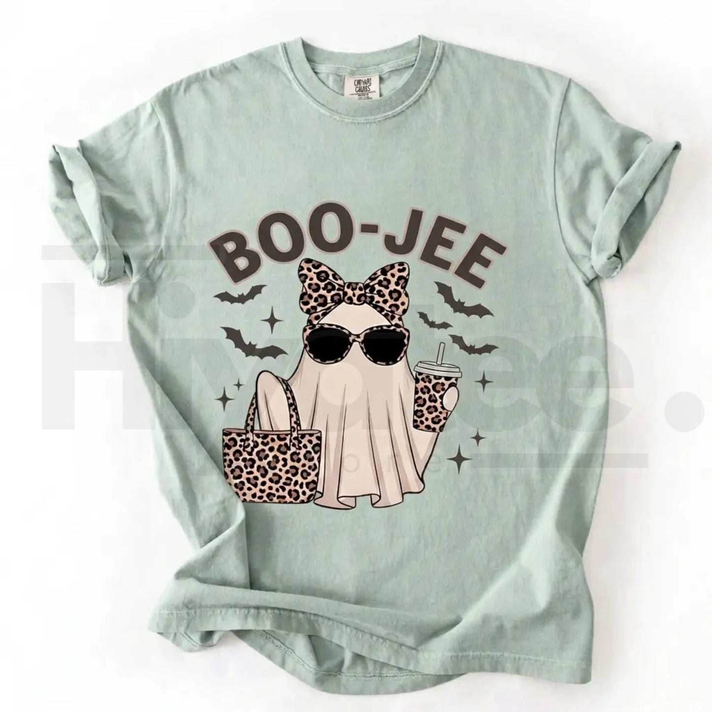 Comfort Colors Boo-Jee Ghost Shirt Leopard Print Coffee Tee