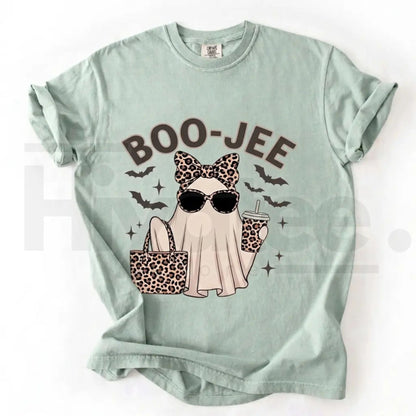 Comfort Colors Boo-Jee Ghost Shirt Leopard Print Coffee Tee