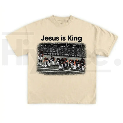 Jesus Is King Football T-Shirt – Retro Praying Team Graphic Tee