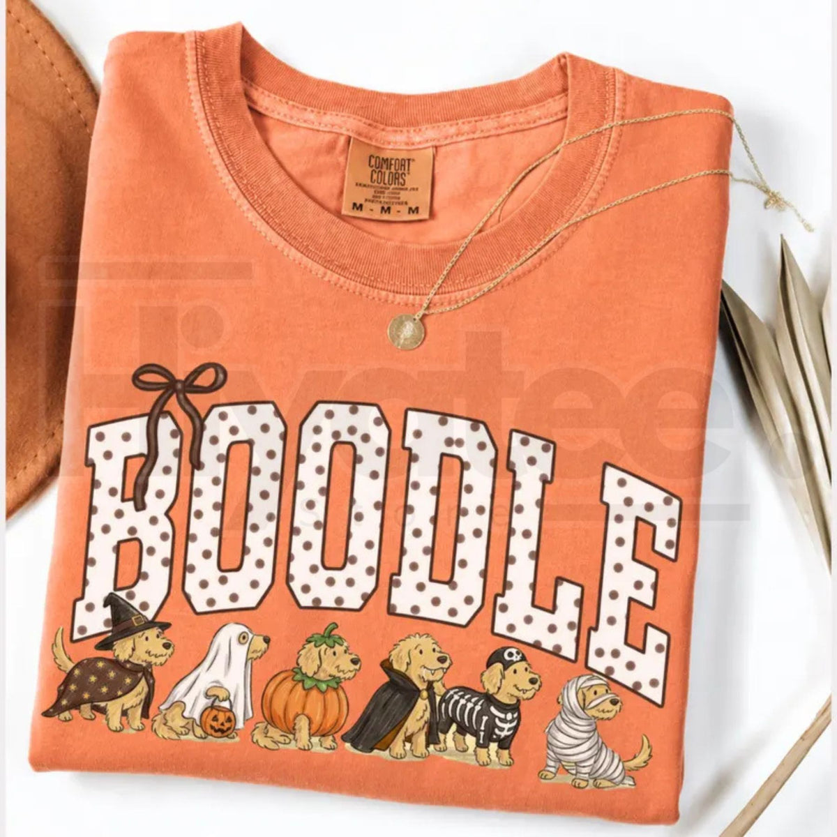 Halloween Goldendoodle Comfort Colors Funny Spooky Dog Mom Tee