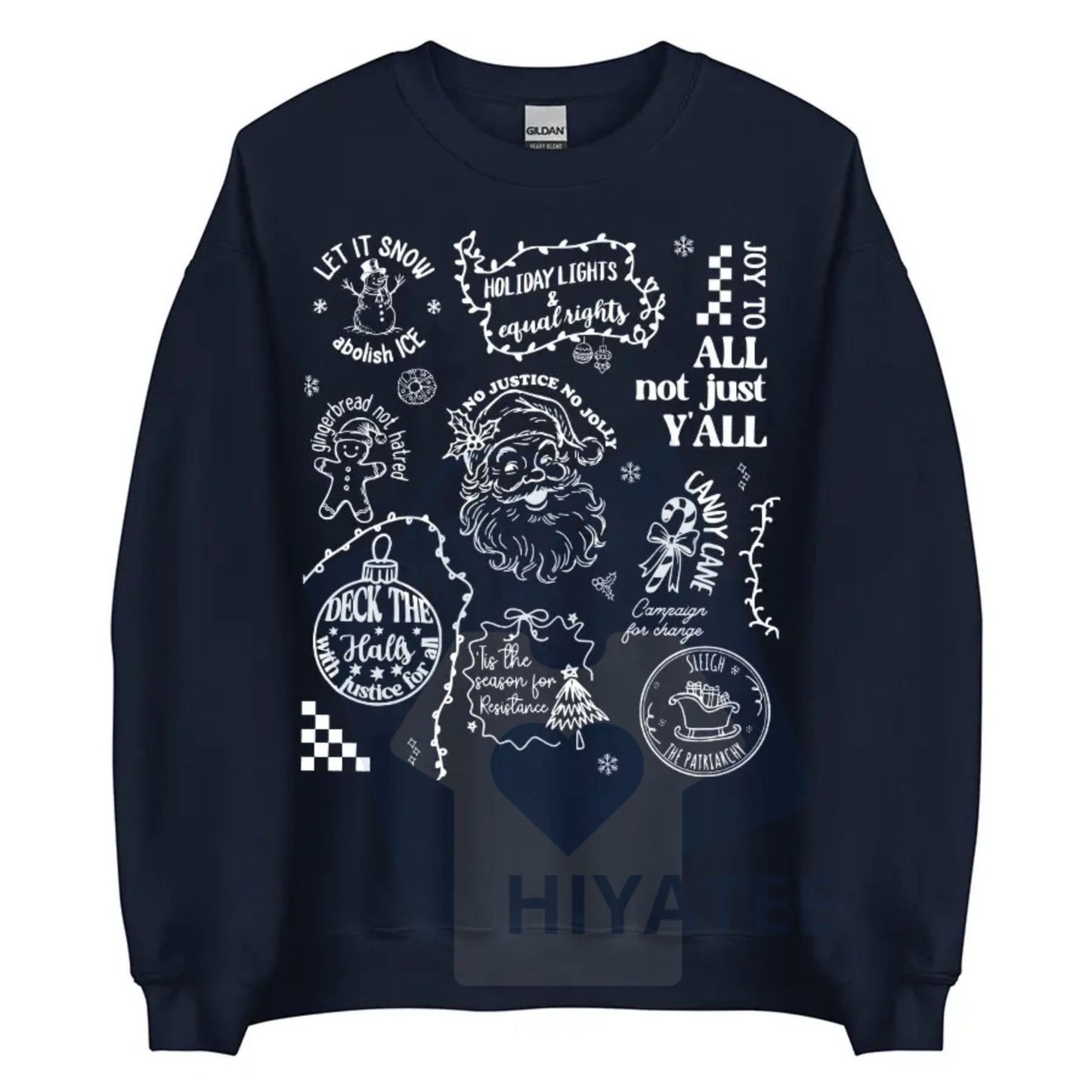 Doodle Christmas Liberal Values Shirt: Subtle Message Social Justice Holiday Sweatshirt, Festive Activist Tee