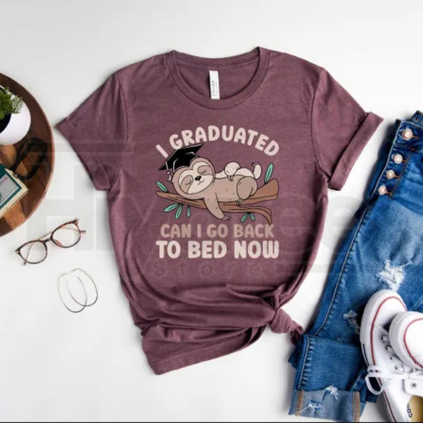 Funny Graduation Sloth T-Shirt – Can I Go Back To Bed Graduate Gift Tee