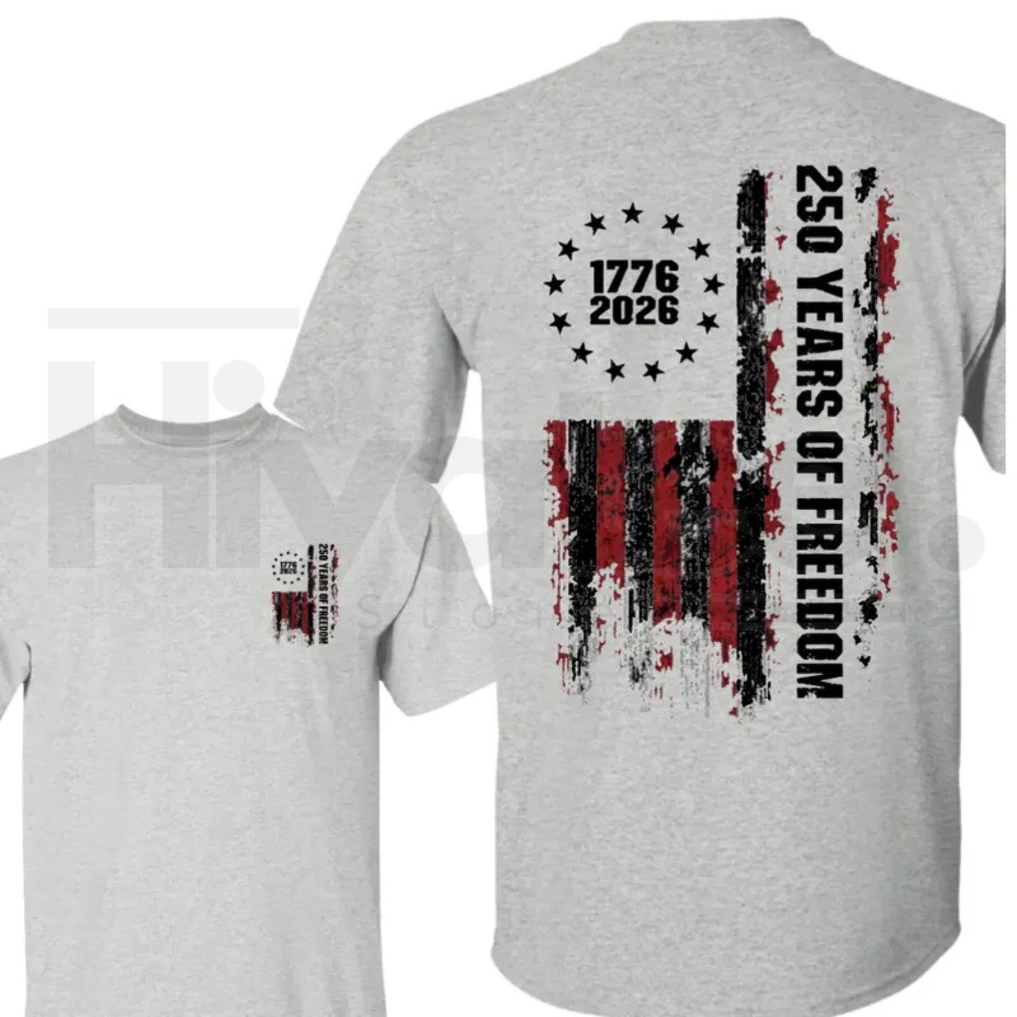 Double-Sided USA 250th Anniversary T-Shirt – Vintage 1776-2026 Patriotic Flag Tee