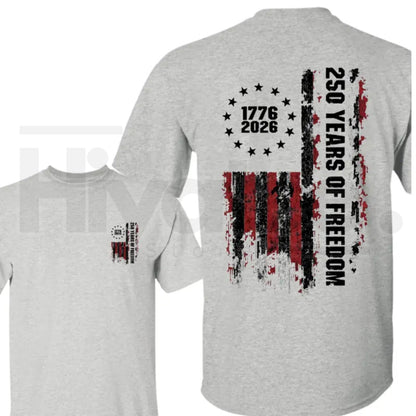 Double-Sided USA 250th Anniversary T-Shirt – Vintage 1776-2026 Patriotic Flag Tee