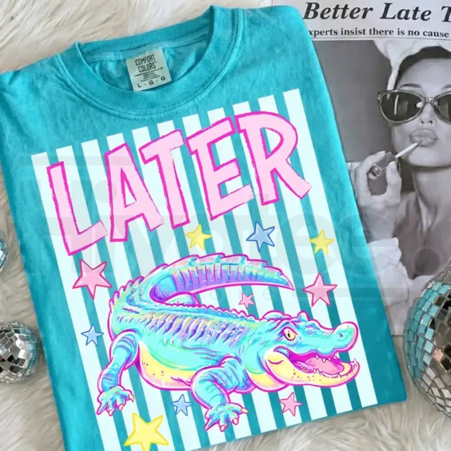 Comfort Colors Later Gator Shirt – Retro Neon Summer T-Shirt, Aesthetic Vacation Graphic Tee, Vintage School's Out Apparel