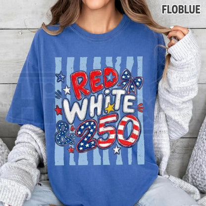 Comfort Colors® 250th Anniversary USA Shirt – Red White and 250 Preppy Patriotic Tee