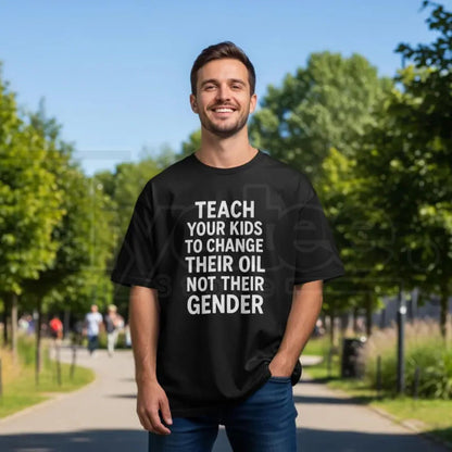 Teach Kids To Change Oil T-Shirt – Funny Automotive Mechanic Tee