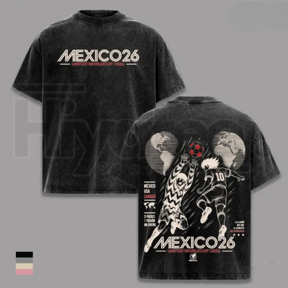 Mexico World Football Tour 2026 Vintage T-Shirt – Retro Anime Soccer Graphic Tee