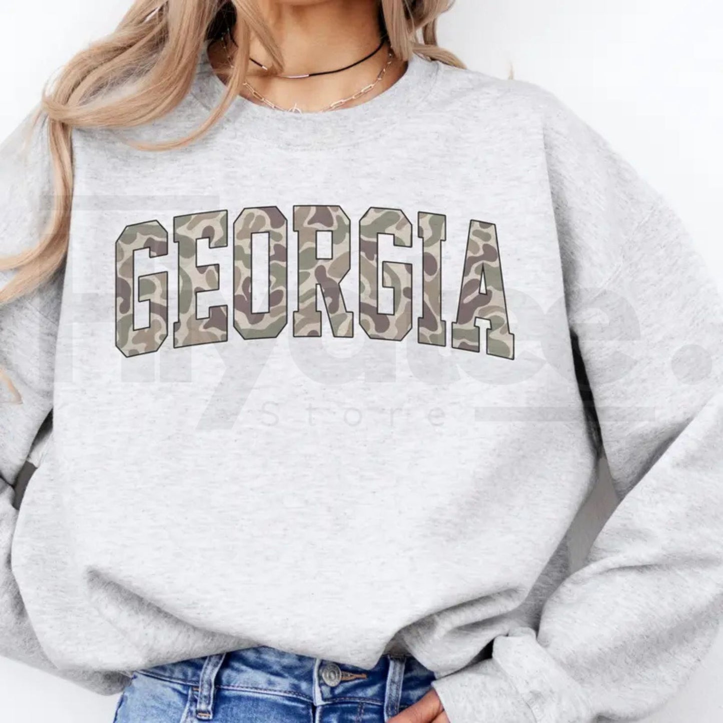 Camo State Sweatshirt – Duck Camo Varsity State Name Crewneck, Vintage College Game Day Pullover