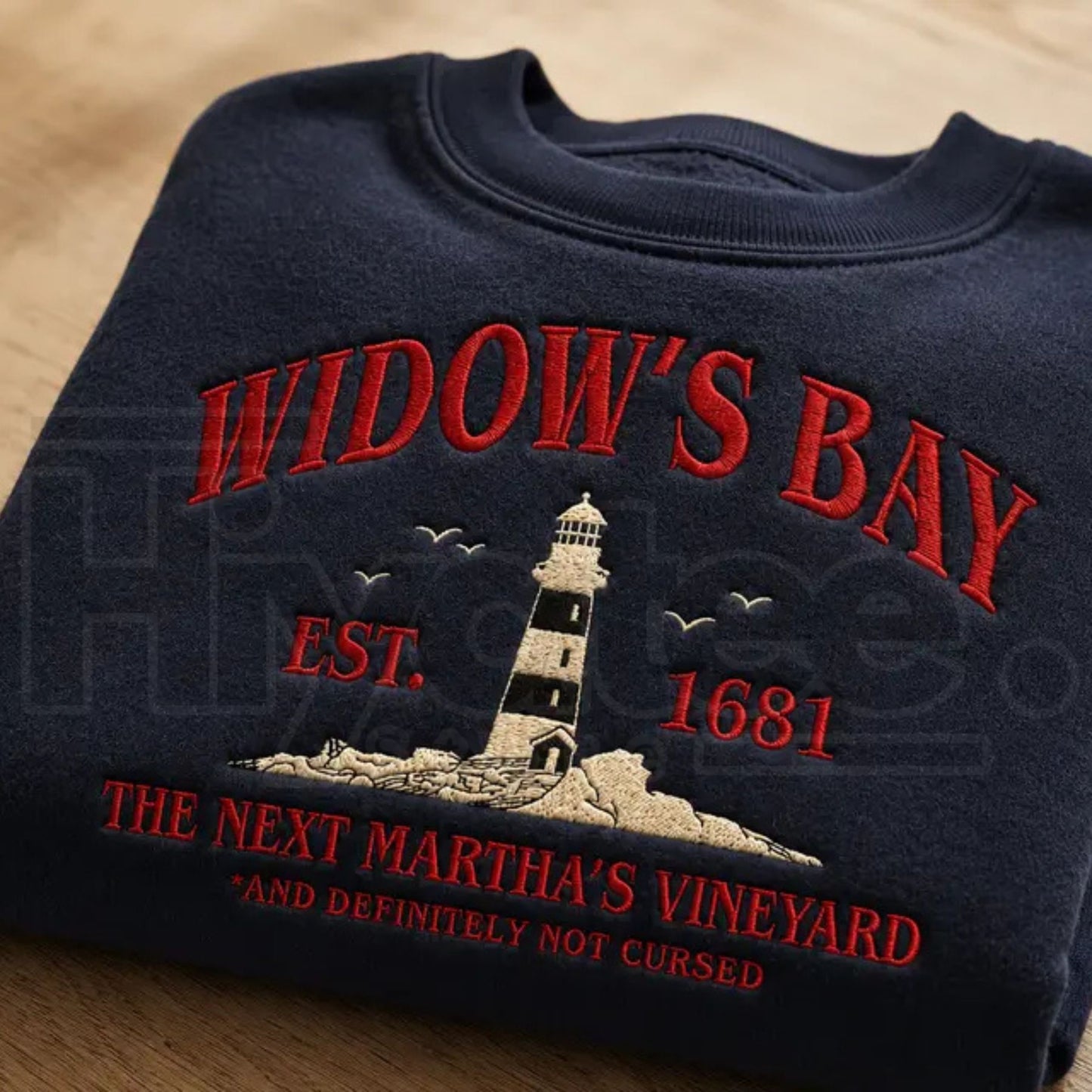 Widow's Bay Tourist Embroidered Sweatshirt – Vintage Haunted Town Travel Pullover