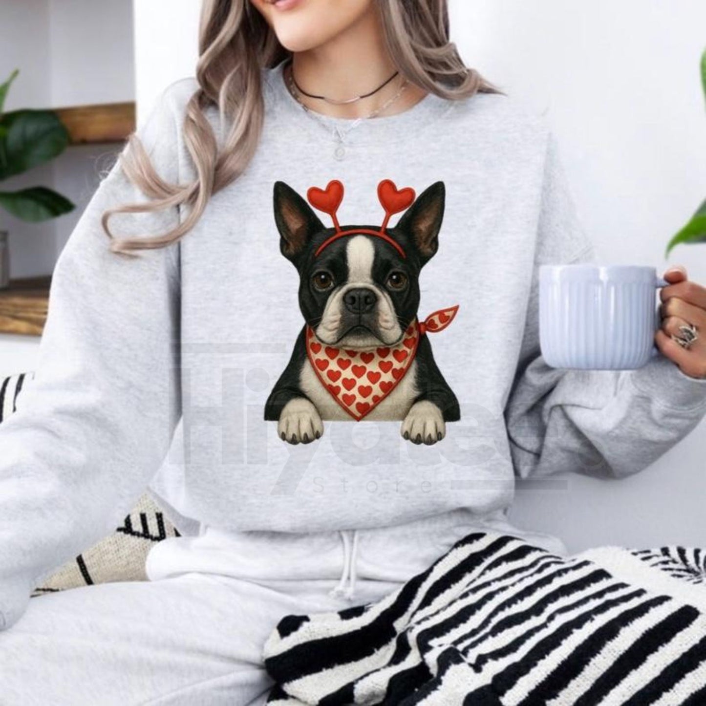Valentines Dog Sweatshirt: Cute Custom Pet Lover Pullover, Heart Pattern Puppy Hoodie