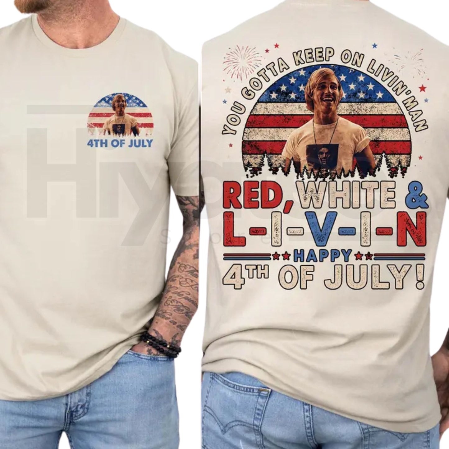 You Gotta Keep On Livin' 4th Of July T-Shirt – Vintage Dazed and Confused Patriotic Tee