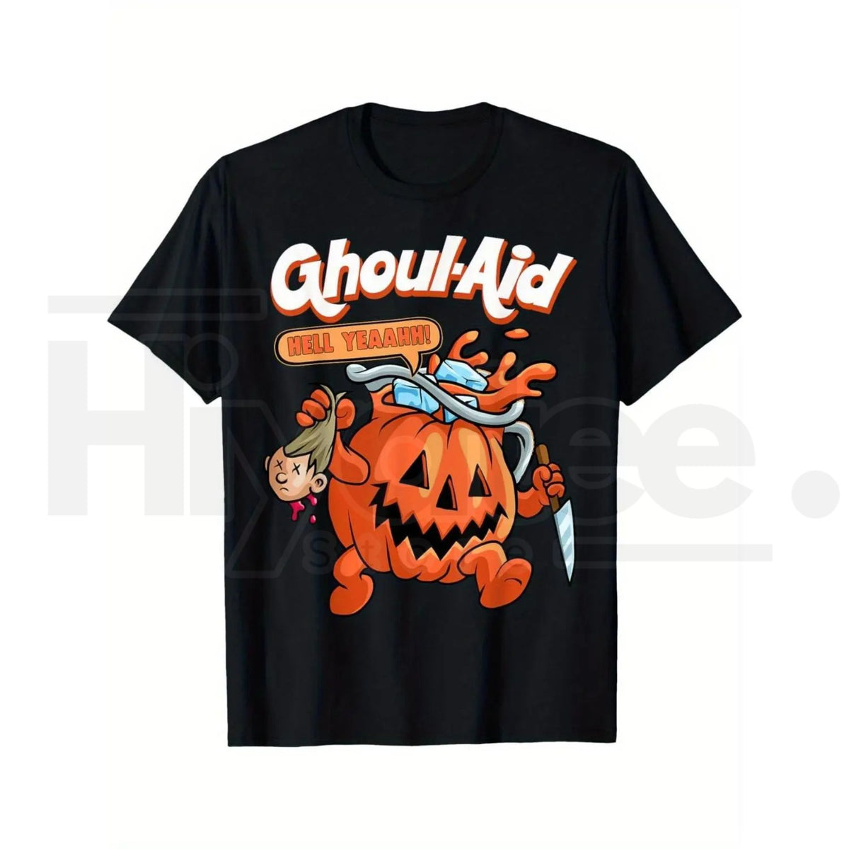 Men's Halloween Ghoul-Aid Pumpkin Graphic T-Shirt – Black Short Sleeve Streetwear Crew Neck Tee