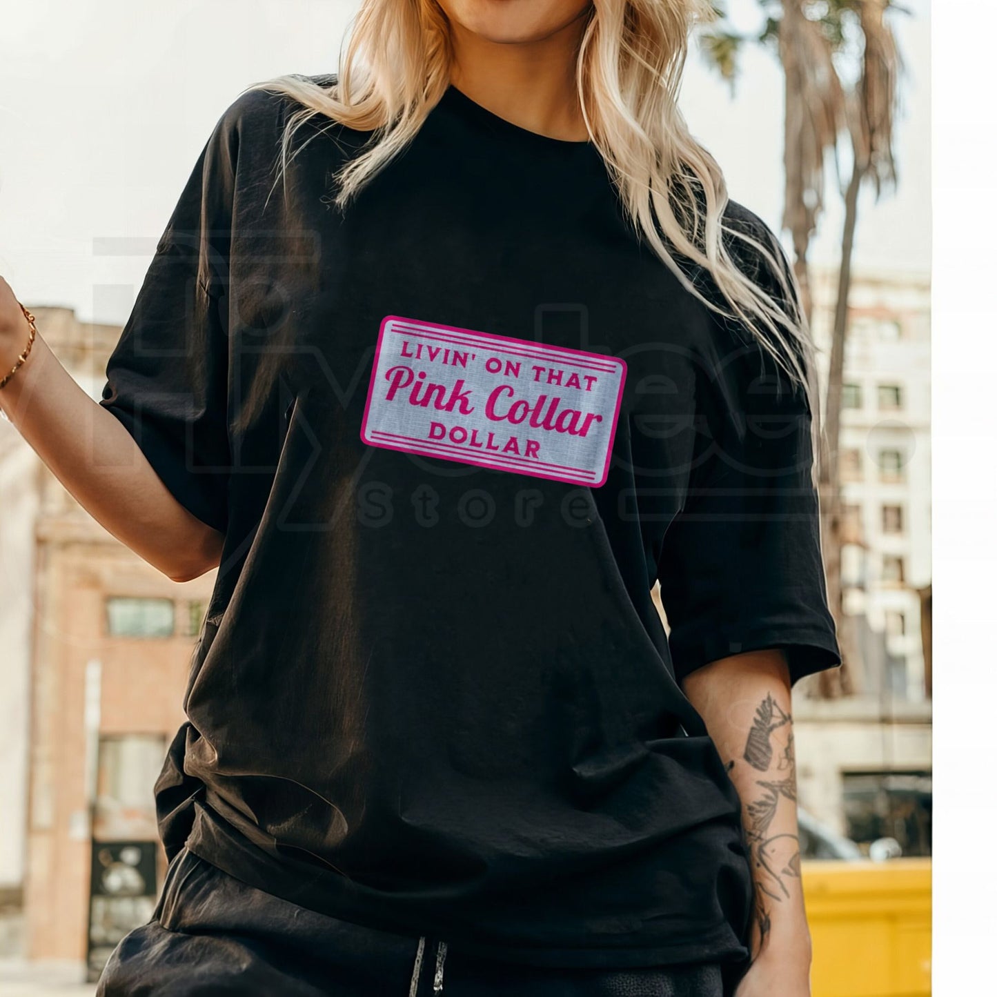 "Pink Collar Dollar" – Vintage Western Hot Pink Graphic Top