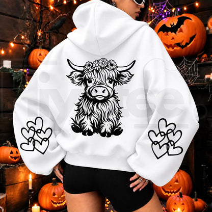 Women’s Cute Highland Cow Graphic Oversized Hoodie – Soft Fleece Loose Pullover Sweatshirt