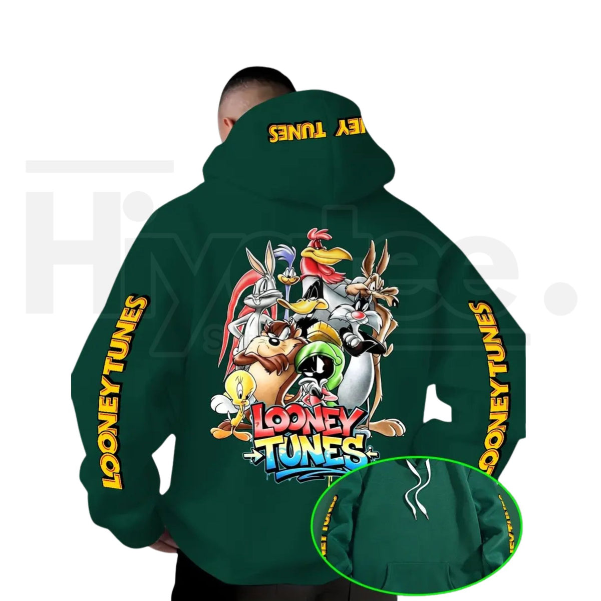 Warner Bros Looney Tunes Gradient Print Hoodie – Vintage Cartoon Character Pullover