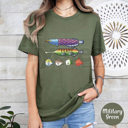Nintendoodle Fish Lineup Tee – Retro Nintendo Art Style Funny Gaming Doodle T-Shirt