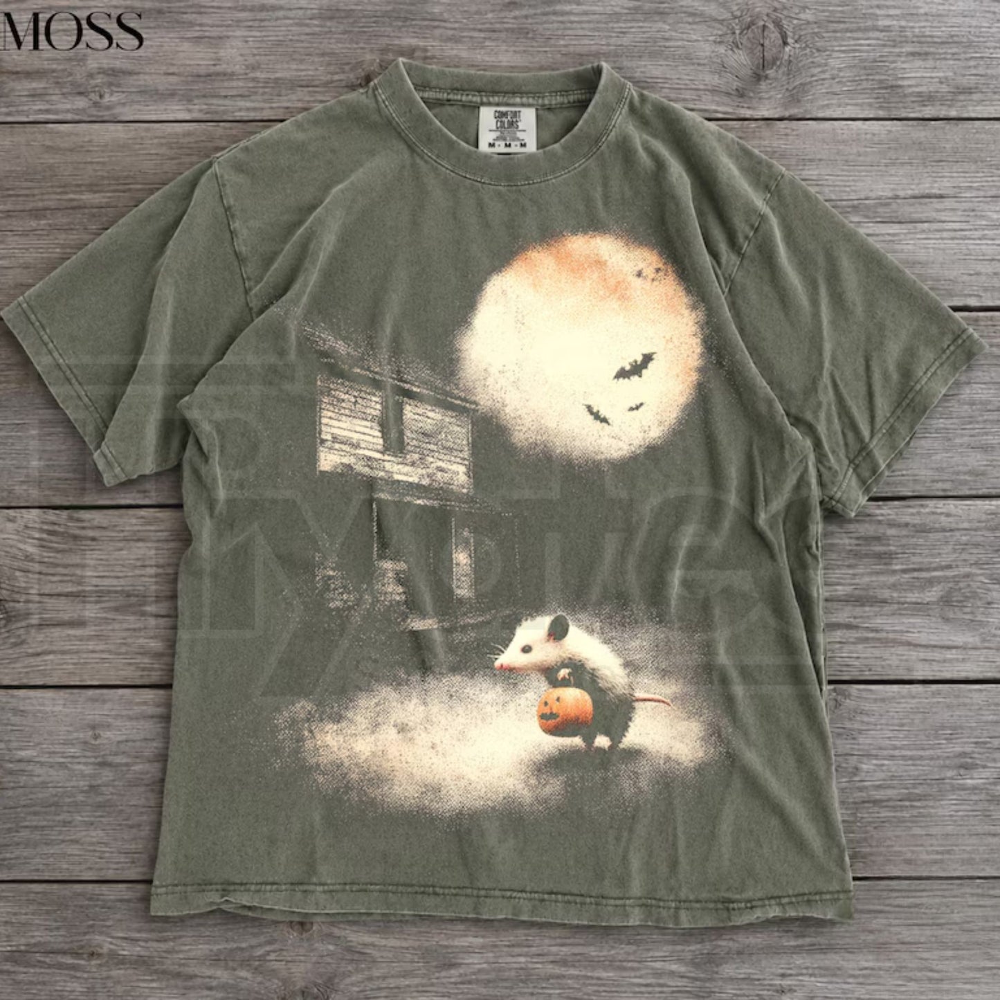 Vintage Opossum Halloween Shirt Cute Possum Pumpkin Spooky Moon Tee