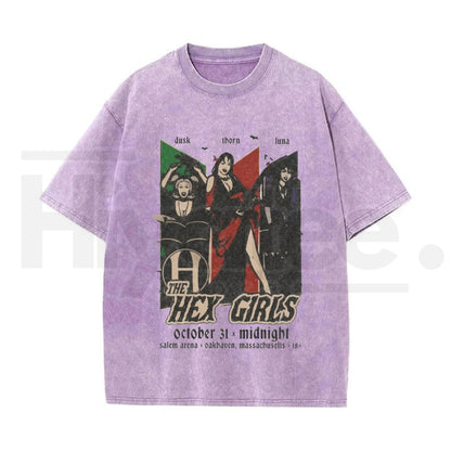 Vintage Acid Wash Gothic Rock Band Art Streetwear T-Shirt – Men's Oversized Dark Aesthetic Heavyweight Cotton Graphic Tee