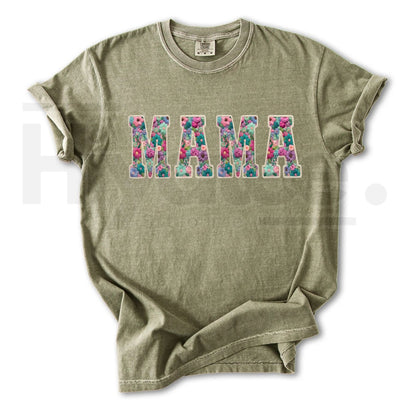 Comfort Colors® Faux Embroidery Mama T-Shirt – Trendy Vintage Mother's Day Gift, Minimalist Boutique Graphic Tee