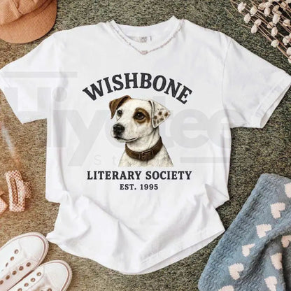 Comfort Colors Wishbone Dog T-Shirt – Vintage Literary Society Tee, Retro Aesthetic Book Lover Gift for Her