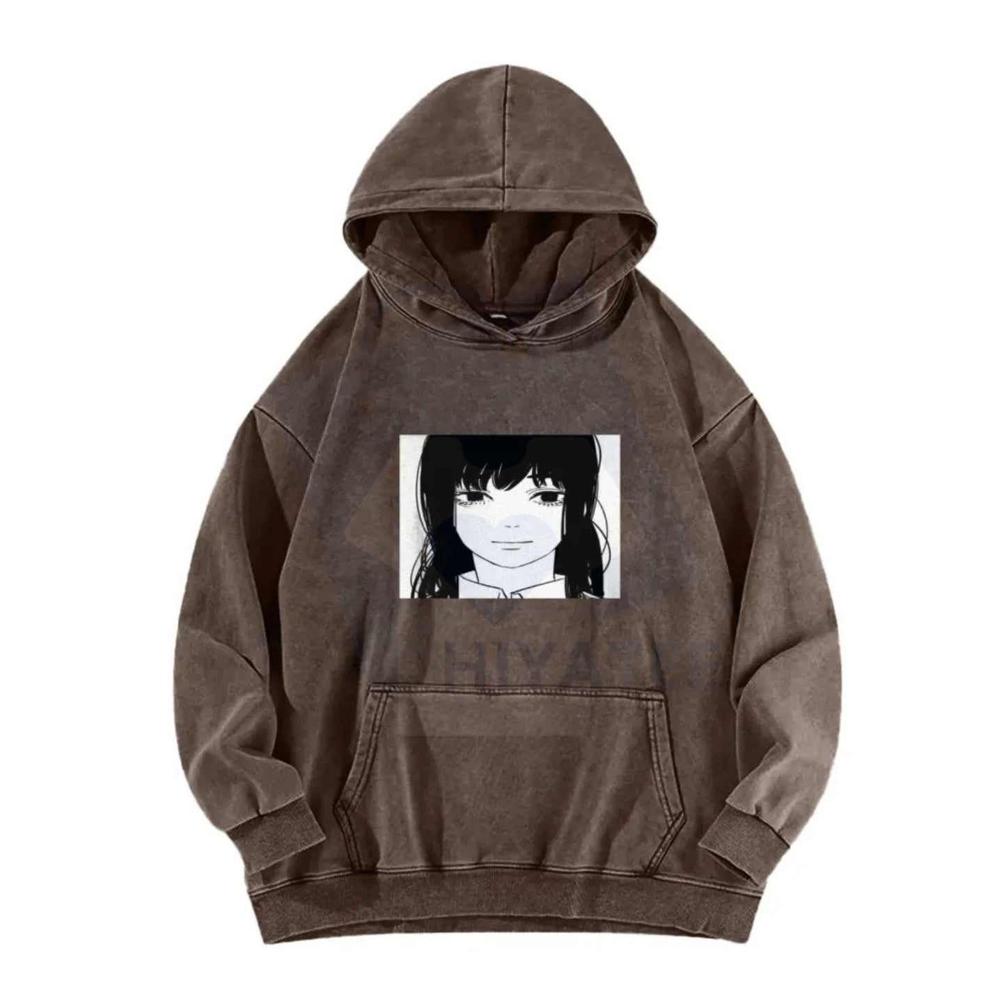 Asa Stare Chainsaw Man Washed Hoodie – Fun Anime Reference, Vintage Streetwear Gift