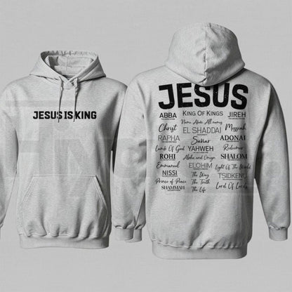 "JESUS IS KING" Gothic Hoodie – Dark Aesthetic Streetwear Cross Graphic Pullover