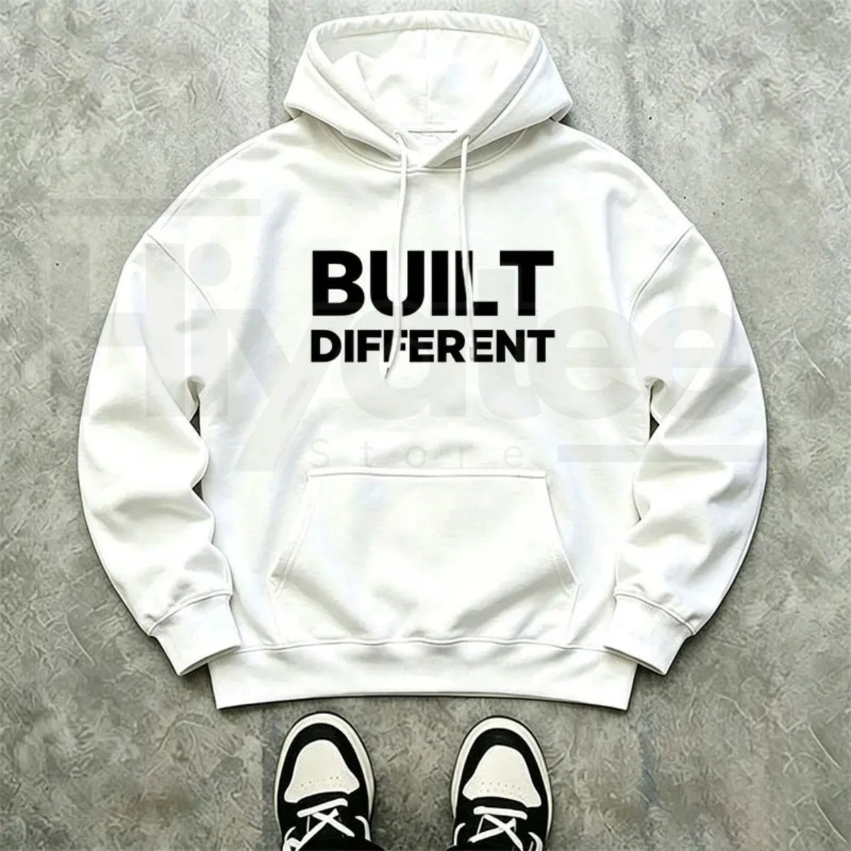 Men's "Built Different" Graphic Hoodie – Motivational Streetwear Pullover, Gym & Casual Fit