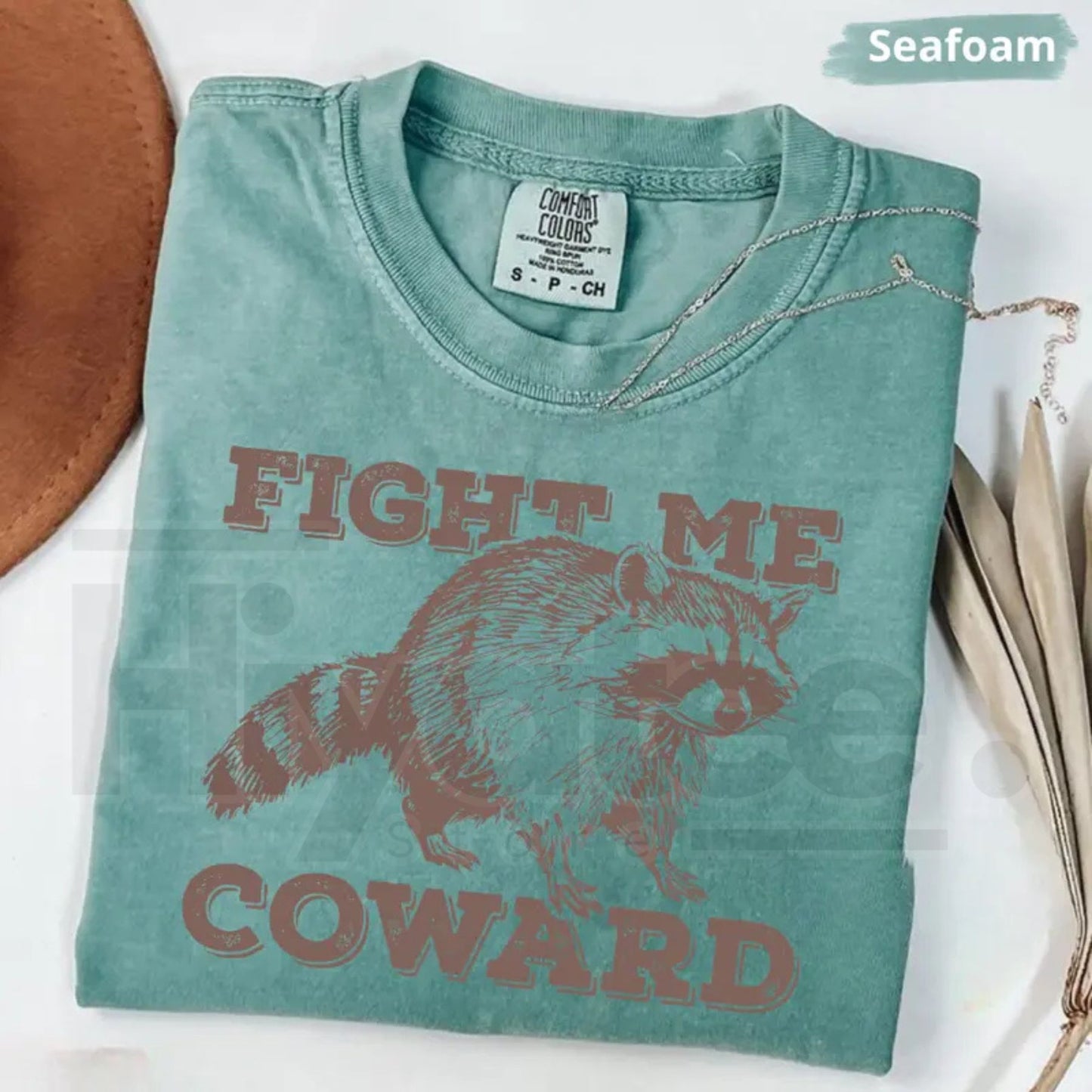 Comfort Colors® "Fight Me Coward" Raccoon T-Shirt – Funny Sarcastic Trash Panda Graphic Tee