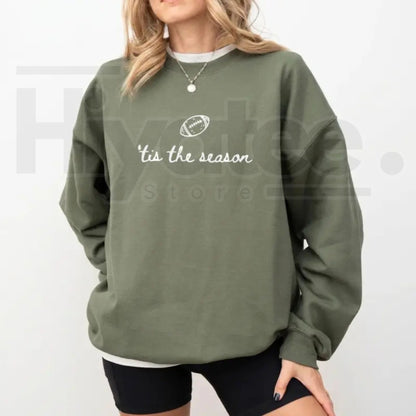 Football Season Sweatshirt – Tis The Season Game Day Crewneck, Cozy Football Mom Fall Pullover