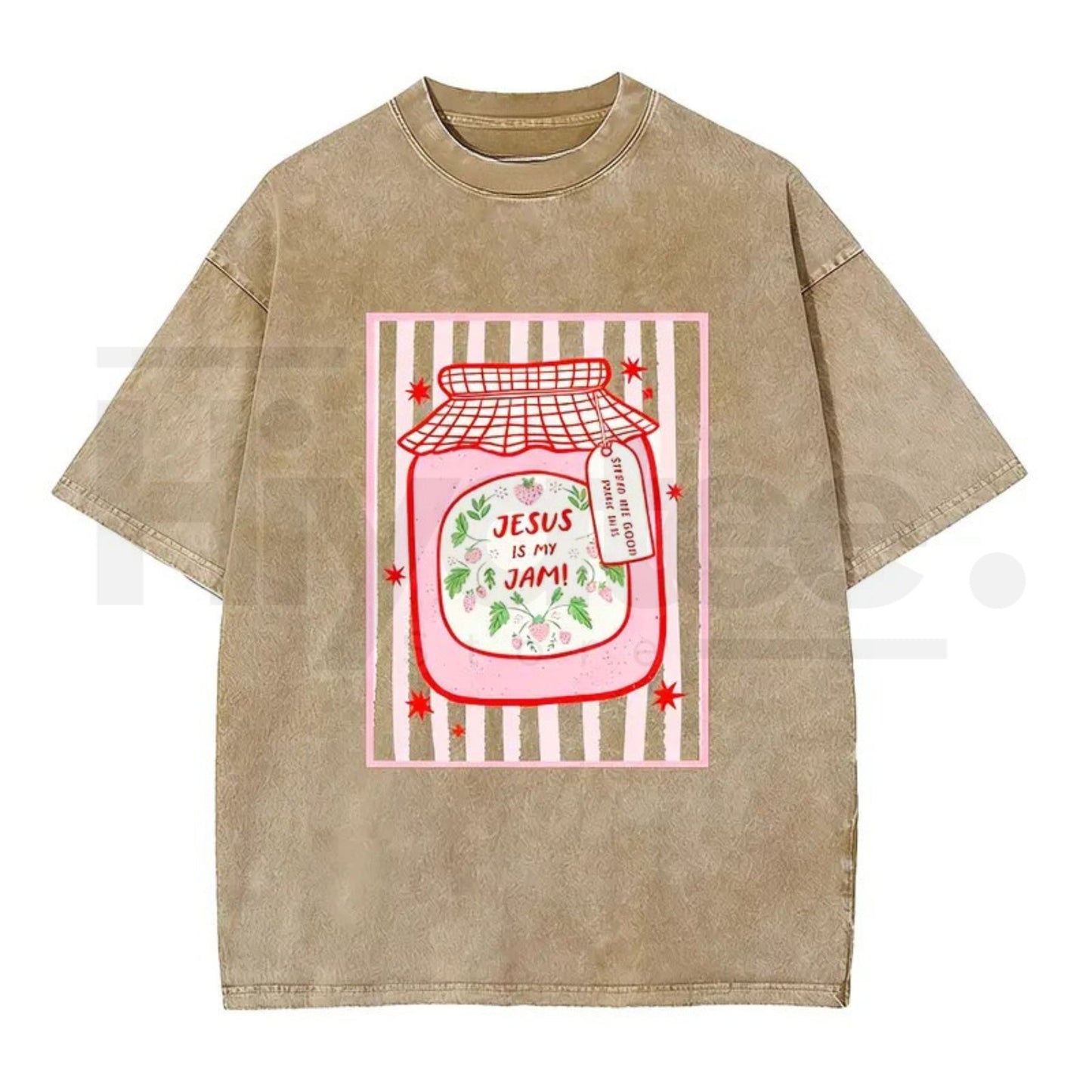 Jesus Is My Jam Vintage Washed T-Shirt – Christian Strawberry Graphic Cotton Tee
