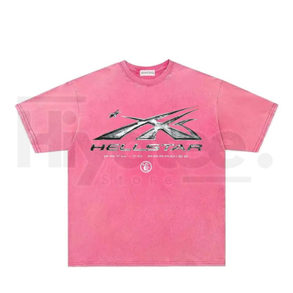 Dark Streetwear Star Flame Washed Graphic Tee – Retro Vintage Tie-Dye Short Sleeve Top