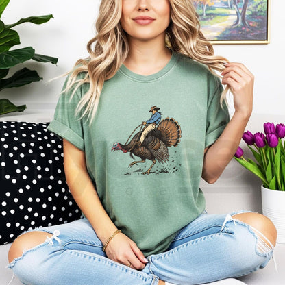Comfort Colors Cowboy Turkey T-Shirt – Funny Western Rodeo Thanksgiving Tee