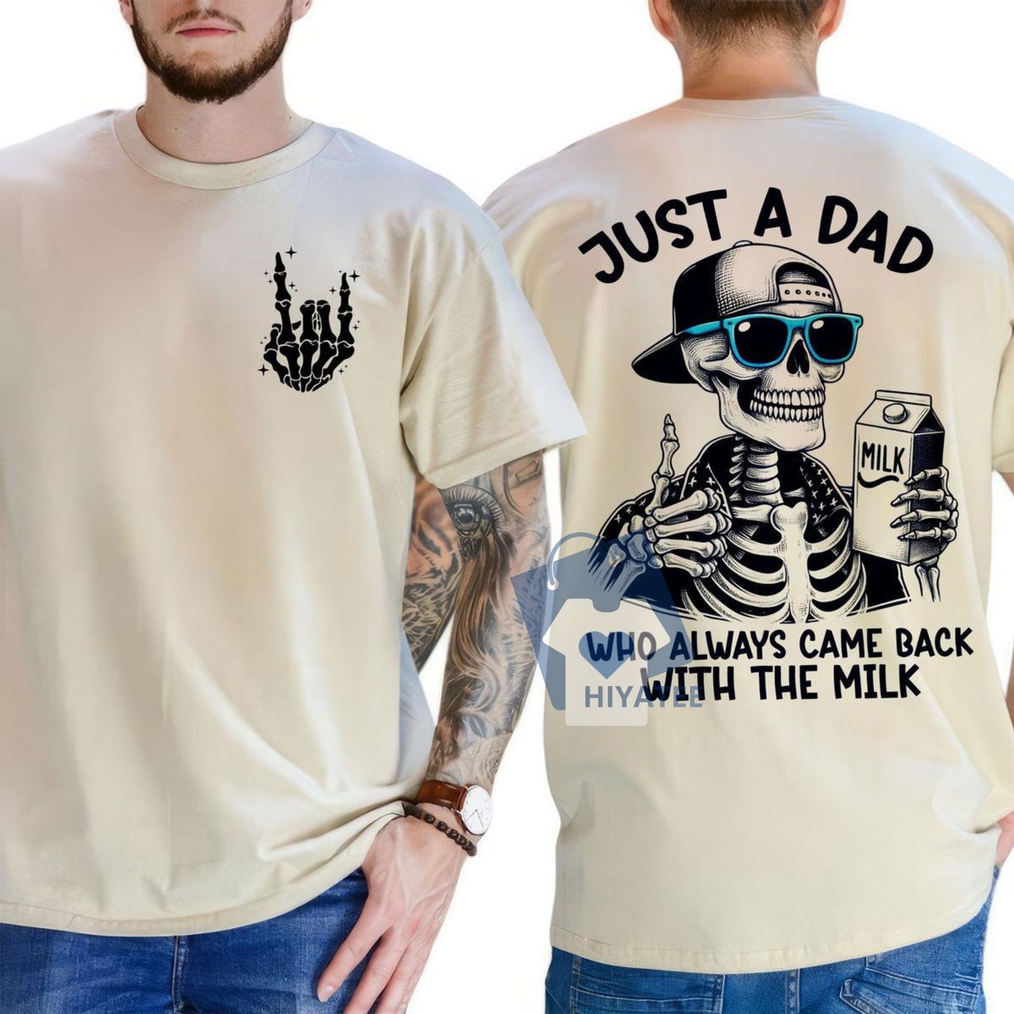 Just A Dad Who Always Came Back With The Milk T-Shirt – Funny 2-Sided Father’s Day Graphic Tee