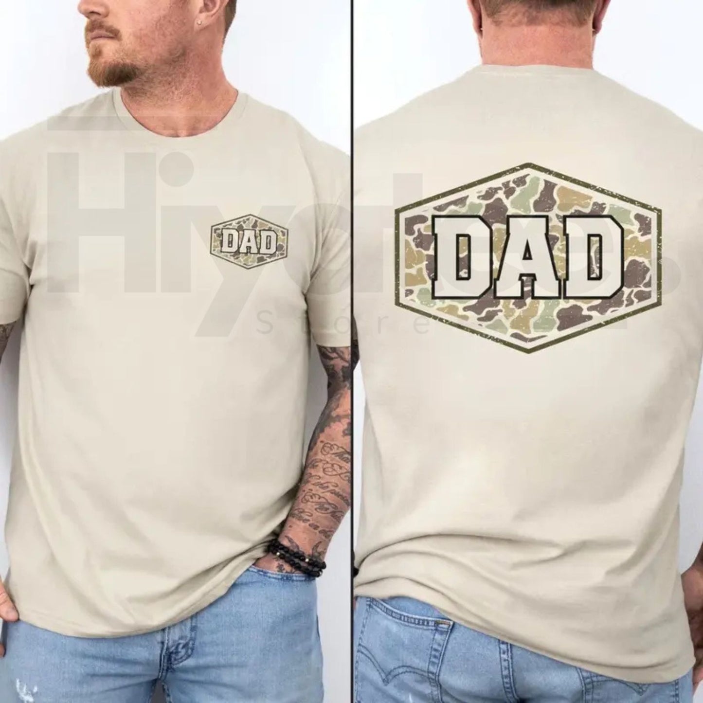 Comfort Colors Camouflage Dad Shirt – Retro Varsity Duck Camo Tee, Trending Father's Day Men's Graphic Casual Outfit Gift